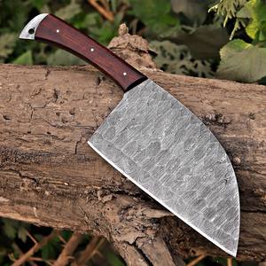 Couteau à hacher artisanal en acier Damas Nordic Forge, manche en bois de rose, lame pleine longueur, étui en cuir, couteaux à hacher personnalisables - Product Image 3