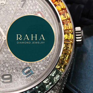 Montre de luxe RAHA en moissanite pour femme, bracelet en acier inoxydable, boîtier rond de 20 mm, cristal saphir de 42 mm, mouvement à quartz analogique - Product Image 4