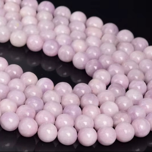 Perles de Kunzite du Brésil, pierres précieuses naturelles authentiques, demi-brin, perles rondes en vrac, 7,5 pouces, vente en gros de bijoux - Product Image 1
