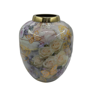 Florero Cilíndrico de Vidrio de Lujo Rojo y Dorado |   Elegante Florero Decorativo para el Hogar y como Centro de Mesa - Product Image 1