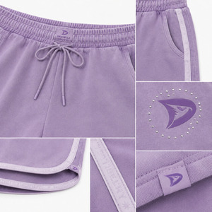 Shorts Deportivos Casuales para Mujer, Color Lavanda, Cintura con Cordón, Bolsillos, Logotipo en la Pierna Derecha, Tejido Transpirable y Ecológico, Corte Regular - Product Image 6