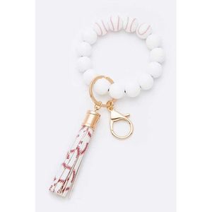 Braccialetto con Nappine in Perline di Vetro e Cristallo Stampato in Silicone, Portachiavi - Product Image 1