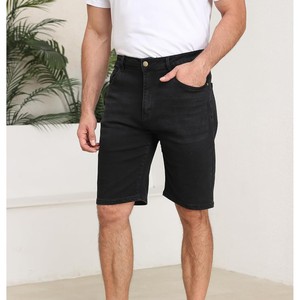 Pantalones Cortos de Mezclilla Negros para Hombre, de Moda, Pierna Recta, Cintura Media, Casuales de Verano, de Algodón, Teñido Liso, Lavado Oscuro, Estilo Tejido, ODM OEM - Product Image 6