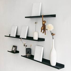 Black Modern Floating <b>Shelves</b> <b>Wall</b> Decor <b>Wall</b> <b>Mounted</b> Engineered Wood Durable Multifunction Storage <b>Shelf</b> Set 2-14 Living Room - Product Image 4