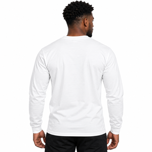 Phi Beta Sigma <b>White</b> <b>Long</b> <b>Sleeve</b> Tee <b>Shirt</b> with Blue Outline Greek Letter Design O Neck Ribbed Cuffs Unisex Greek Fraternity - Product Image 2