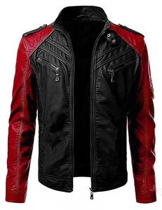 <b>Men's</b> <b>Brown</b> PU <b>Leather</b> <b>Jacket</b> Stand Collar Zipper Closure Moto Biker Style Slim Fit Autumn Wear - Product Image 4