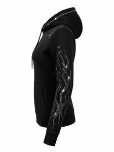 Sudadera con Capucha de Invierno para Mujer, Transpirable, con Pedrería Brillante, Suave y Casual, con Bolsillo Tipo Canguro - Product Image 2