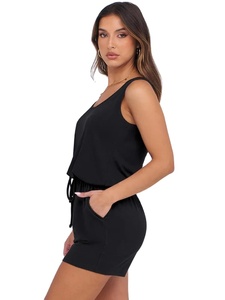 Mono Midi de cintura alta negro de verano de una pieza para mujer, entrenamiento de Yoga, Envío listo, transpirable, respetuoso con el medio ambiente, Control de barriga BD - Product Image 2