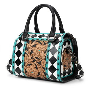 Nueva Bolsa de Viaje de Lujo, Estilo Vintage, Mini Speedy, de Cuero Genuino, con Diseño Floral Tallado a Cuadros, Modelo 2026 - Product Image 2