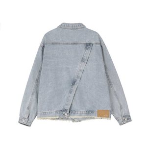 <b>Custom</b> Vintage Washed Pockets Fray <b>Denim</b> Fabrics <b>Custom</b> <b>Denim</b> <b>Jacket</b> Men Men's <b>Jackets</b> - Product Image 1