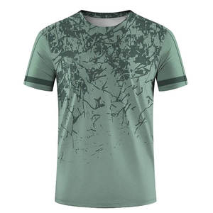 เสื้อยืดแขนสั้นผู้ชาย พิมพ์ลายแบบซับลิเมชั่น คอกลม ลายทาง แห้งเร็ว สปอร์ต ทรงปกติ ผ้าโพลีเอสเตอร์ถัก 100% - Product Image 3