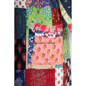 Elegant Boho Gift Quirky Silk Kantha Cotton short Length Patchwork Reversible <b>Kimono</b> <b>Jacket</b> Unisex Robes Handmade Casual <b>kimono</b> - Product Image 2