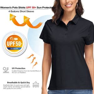 Camiseta de Polo informal de lujo para mujer, ajustada, de manga corta, ligera, antiarrugas, de secado rápido, transpirable, de algodón, de punto sólido a la moda - Product Image 3