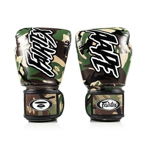 Guantes de Boxeo Fairtex de Último Modelo con Diseño de Camuflaje, Personalizados con Marca, de Cuero Vacuno Genuino para Muay Thai, con Cierre de Correa para Sparring - Product Image 1