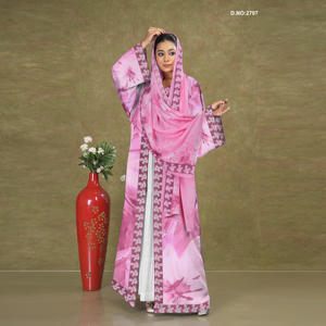 Abstract Printed Chiffon Long <b>Shrug</b> with Scarf Drape, Modest Elegant Abaya Style Outerwear <b>for</b> Middle East Wear - Product Image 2