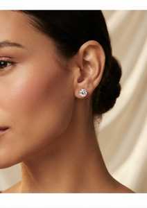Boucles d'oreilles clous en or massif 9K avec diamants de laboratoire taille brillant rond, tendance pour femme, cadeau de mariage - Product Image 4