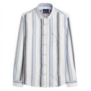 Camisa de Verano de Lino Sarga a Rayas Casual con Doble Botonadura y Cuello Abotonado Transpirable ODM - Product Image 1