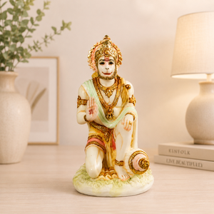 Nirmala Handicrafts - Estatua de Resina del Dios Hindú Hanuman Arrodillado, Ídolo de Gada, Origen Rajasthan, Decoración Espiritual para Mesa - Product Image 1