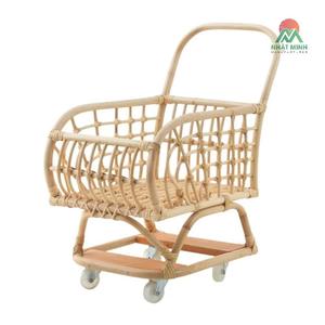 Poussette miniature en rotin naturel NHAT MINH pour enfants de 2 à 4 ans, accessoire de meubles pour poupées, unisexe - Product Image 2