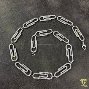 Cadena Cubana de Diamantes de Moissanita con Diseño Geométrico Estilo INS, Versátil, de Moda, Hip Hop, con Clip de Papel, para Hombre - Product Image 4