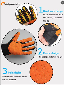 Guantes Deportivos para Exteriores, de Cuero, con Dedos Completos, Resistentes al Viento, Antideslizantes, con Cierre de Tirón, Unisex, para Invierno, en Naranja, Negro y Amarillo - Product Image 4