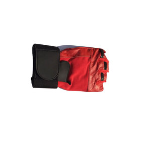 <b>Red</b> Half Finger Racing Gloves With Adjustable Wrist Strap And Non Slip Design For Outdoor Activities Unisex Leather Gloves - Product Image 3