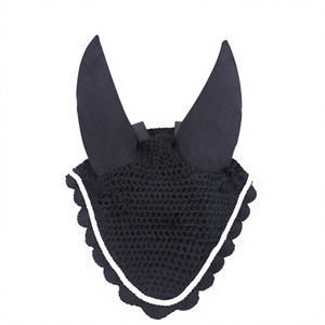 Bonnet anti-mouches orange en crochet pour cheval, cache-tête en coton, équipement d'équitation, logo personnalisé - Product Image 2