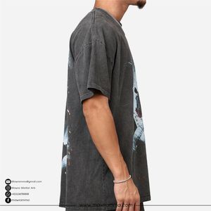 T-shirt à manches courtes surdimensionné avec logo personnalisé, design Joker, 100% coton, style vintage grunge streetwear, coupe ample, respirant - Product Image 4