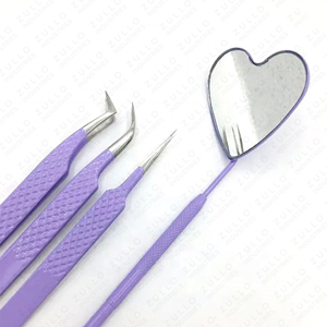 Fast Shipping Eyelash Extension Tweezers & Mirror Set, Solid Color Stainless Steel Lash <b>Tools</b> Wholesale Price With Custom Logo - Product Image 5