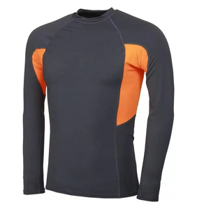 Camiseta de Compresión de Manga Larga para Hombre, para MMA y BJJ, de Secado Rápido, con Bloques de Color Gris y Blanco, Spandex/Nailon 220g, Fusión sin Costuras - Product Image 4