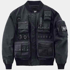 Blouson bomber tactique unisexe multi-poches Techwear, coupe-vent streetwear, veste cargo urbaine fonctionnelle - Product Image 1