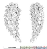 Boucles d'oreilles clous Ailes d'ange sophistiquées en or 14K plaqué rhodium avec diamants naturels taille brillant 1,18 carat total pour mariage