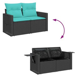 Juego de Sofás de Jardín de Mimbre Sintético Negro de 5 Piezas con Fundas Extraíbles para Muebles de Patio - Product Image 6