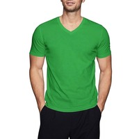 Nouveaux T-shirts d'été pour hommes, col en V, coupe ajustée, couleur unie, grandes tailles, coton uni, design tendance, coupe confortable