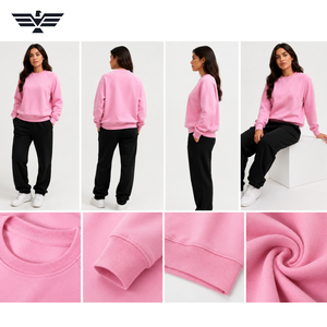 Sudadera Rosa de Cuello Redondo para Mujer, 100% Algodón Tejido, Corte Regular, Color Sólido, Transpirable, Ecológica, con Logotipo Frontal, para Invierno - Product Image 6