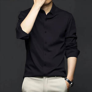 <b>Men's</b> Solid Color Cotton Casual Full Sleeve <b>Shirt</b> with Oversized Button Breathable <b>Cuban</b> Collar Design Custom <b>for</b> Teenagers - Product Image 2