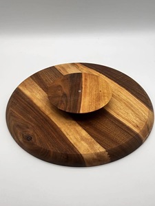 Wood Double Tier Rotating <b>Tray</b> Smooth-Spin Lazy Susan for Tabletop <b>Spice</b> Serving - Product Image 6