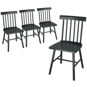 Set di Quattro Sedie da Pranzo in Legno Nero, Poltroncine da Cucina con Seduta Confortevole per Uso Domestico - Product Image 5