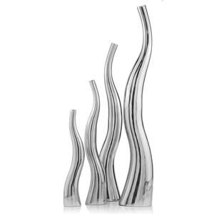 Zig Zag Shape Silver Metal Tall <b>Slim</b> Vase For Office <b>Desk</b> Styling Adds Elegance And A Contemporary Look To Your Workspace - Product Image 5