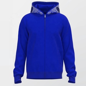 Sweat à capuche surdimensionné 100% coton avec fermeture éclair pour hommes, décontracté, fitness, doublé avec logo, épaule tombante et col à capuche pour l'hiver - Product Image 5