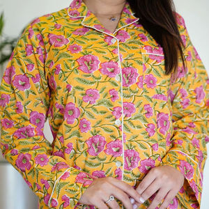 Pijama de algodón para mujer, conjunto de camisa larga con botones, estampado, suave, para verano, playa, noche, vestido de dormir. - Product Image 1