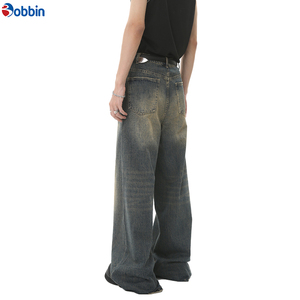Pantalones Vaqueros a Cuadros de Cintura Alta Holgados con Efecto Desgastado de Alta Calidad para Hombre al por Mayor, Transpirables, con Cintura Elástica y Ajuste Holgado - Product Image 6