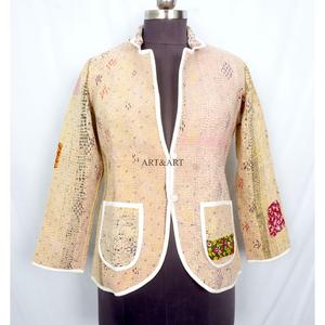 Women's Handmade Knitted Standard Cotton Gudari <b>Jacket</b> Assorted Vintage Reversible Ethnic Winter Indian Style <b>Kantha</b> Front - Product Image 1