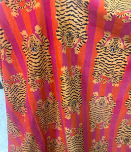 Coral Orange Tiger Print Velvet Drapes - Custom Size Boho <b>Curtains</b> 100% Cotton Velvet High quality cotton velvet - Product Image 4