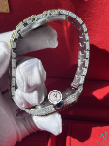 Montre mécanique à cadran carré, bracelet Ice Cubed, montre-bracelet, chiffres romains, style bijoux de luxe - Product Image 2