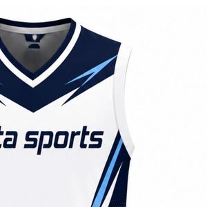 Blue White Volleyball Sleeveless Shirt Sports Team Apparel Athletic Uniform Top Practice Training Match Wear - Product Image 4