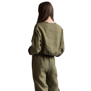 Womens Cropped Crew Neck Sweatshirt <b>Trousers</b> Tracksuit Set Casual Fleece Two Piece Lounge Outfit Elastic Waist Cuffed <b>Trousers</b> - Product Image 4