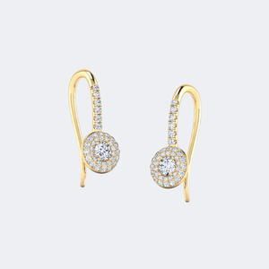 Pendientes colgantes con halo de diamantes de talla redonda de 1.00 CTW en un engaste de joyería fina - Product Image 4