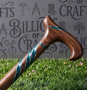 Handmade Amber <b>Resin</b> Walking Stick Wooden Cane Artistic <b>Sculpted</b> Handle Polished Luxury Design Home Decoration - Product Image 5