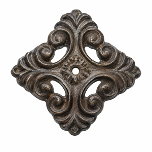 Rustic Cast Iron Floral Cabinet <b>Knob</b> Drawer Pull for Cupboard Dresser | Ornate Furniture <b>Door</b> Hardware Brown Metal Handle Design - Product Image 1